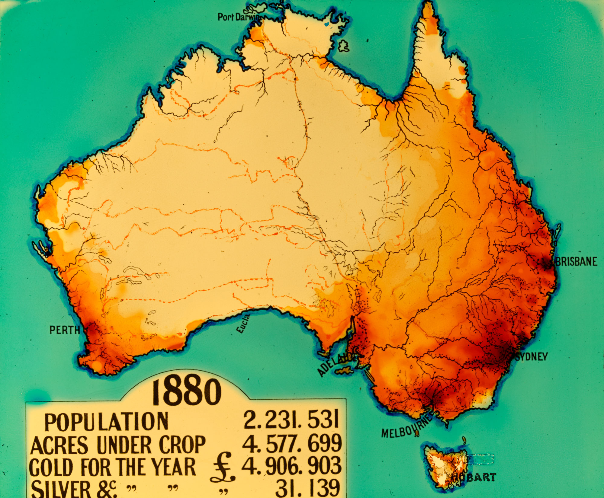 Population of Australia in 1880 map.