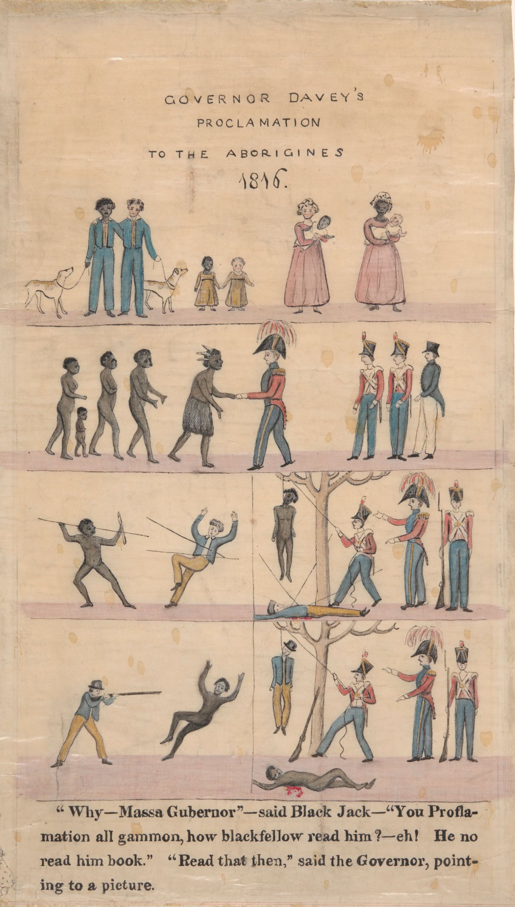 Poster incorrectly titled 'Governor Davey's Proclamation to the Aborigines, 1815'. The original boards were issued by Governor Arthur in 1829.