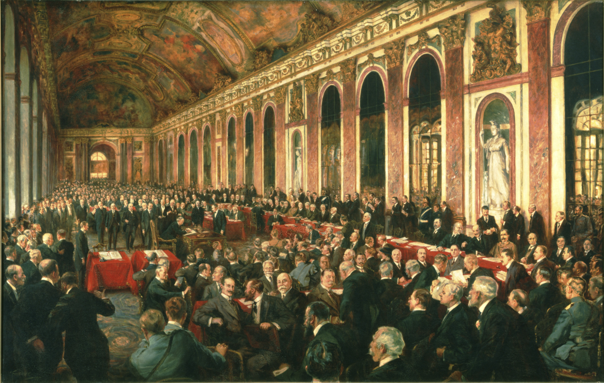 The Signing of the Treaty of Peace at Versailles, 28 June 1919, by Joseph Finnemore.