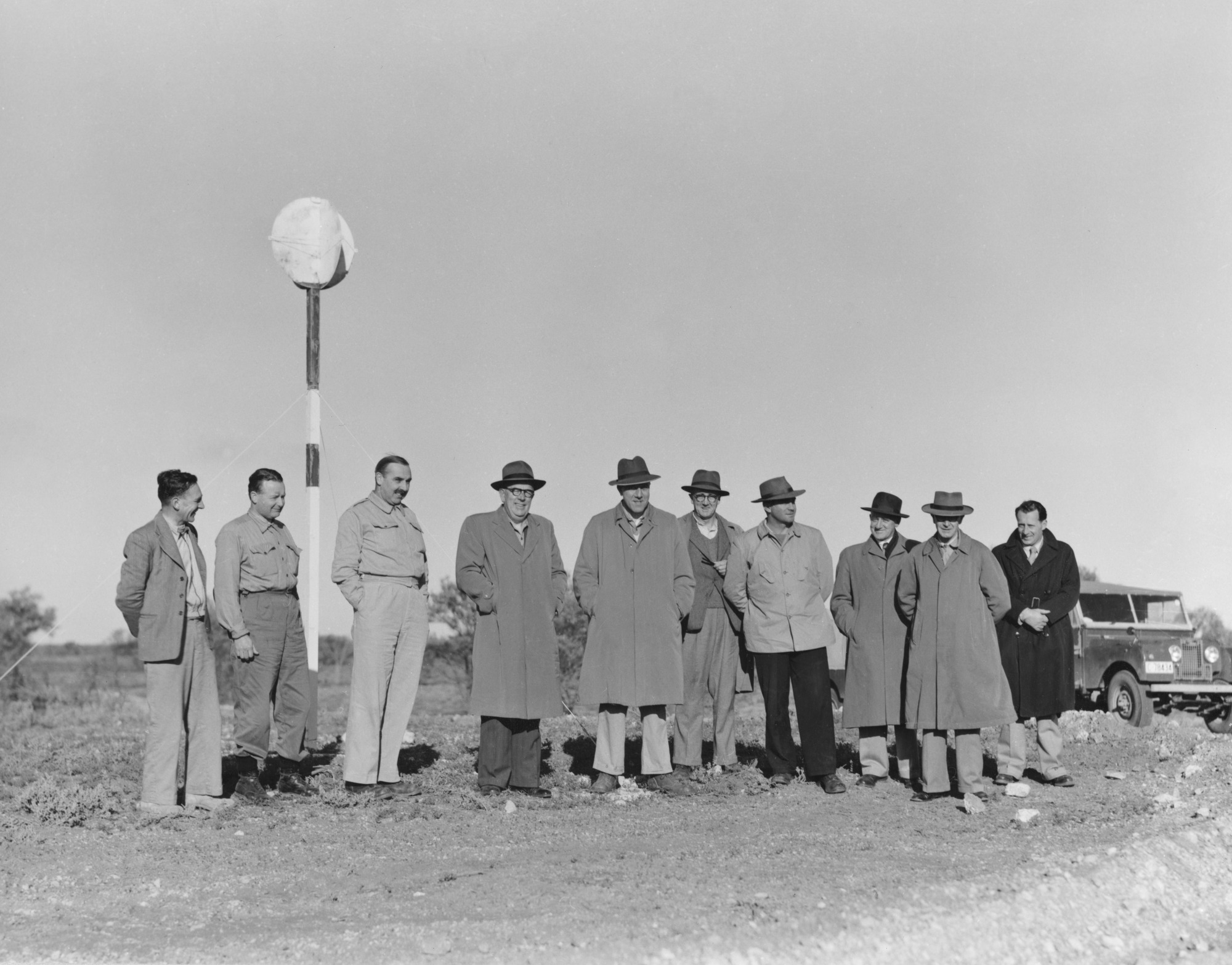 The Maralinga Committee visiting the Maralinga test site, July 1955.