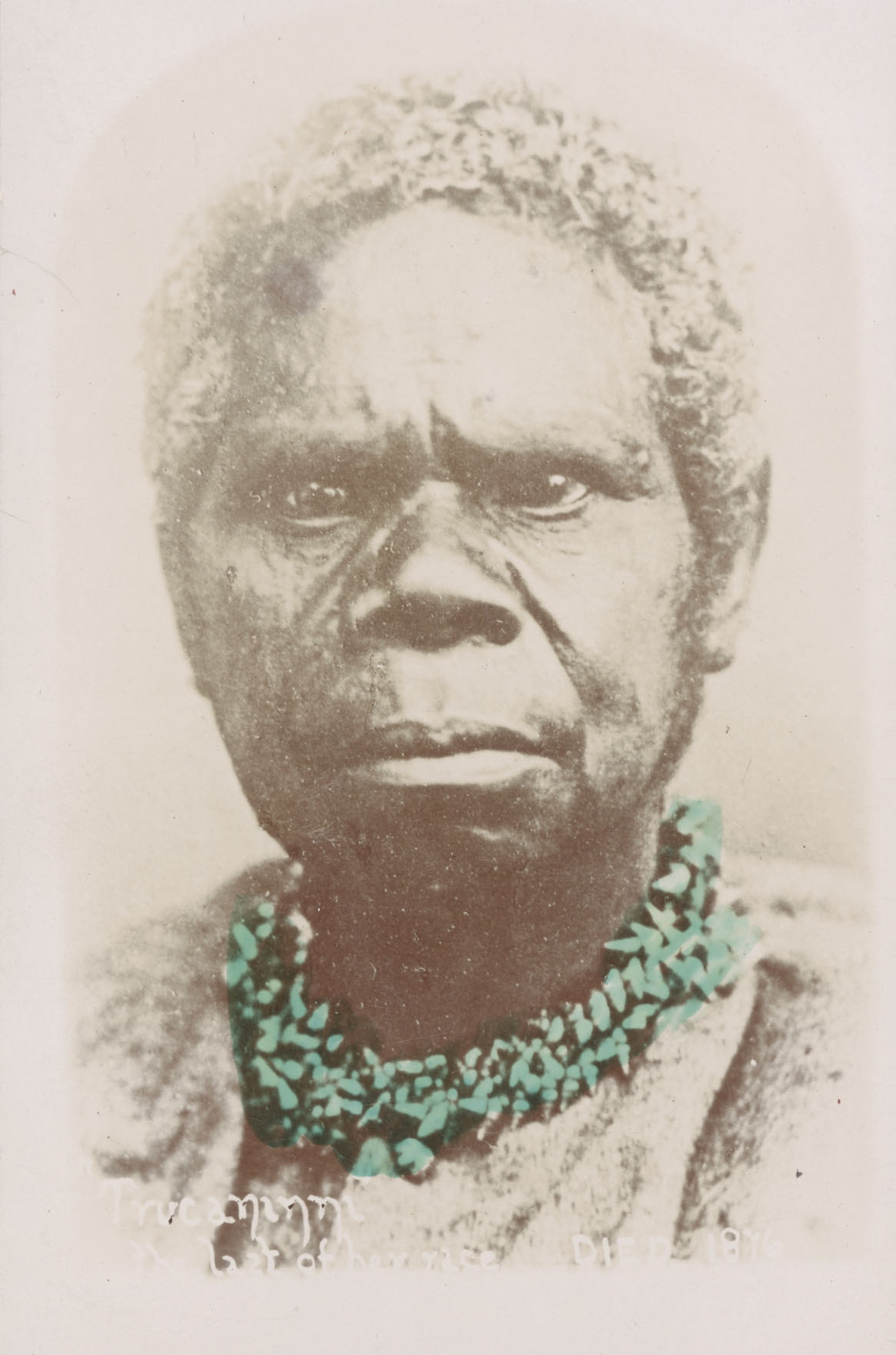 Photograph of Tasmanian Aboriginal woman Truganini, by Charles Alfred Woolley. 