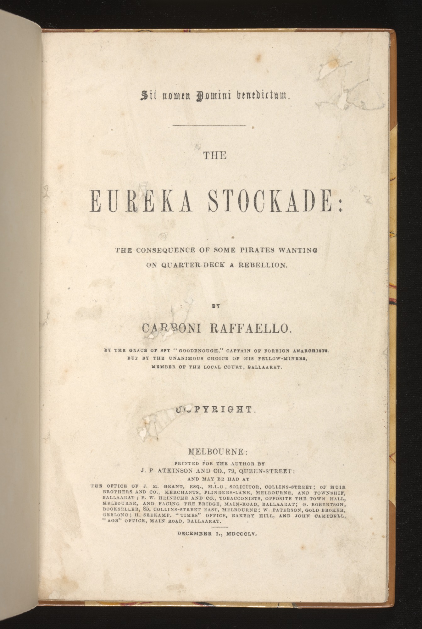  Title page of a book called The Eureka Stockade.