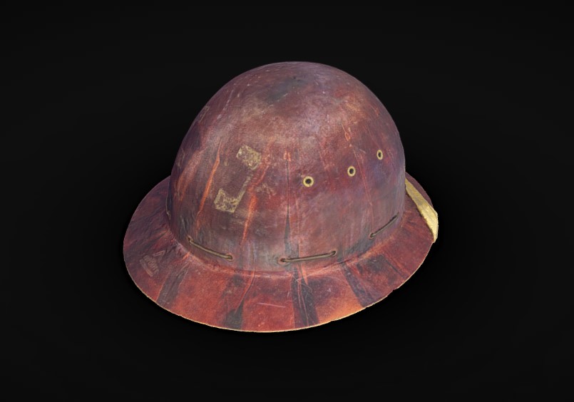 Dark brown hard hat made of Duperite associated with the Snowy Scheme