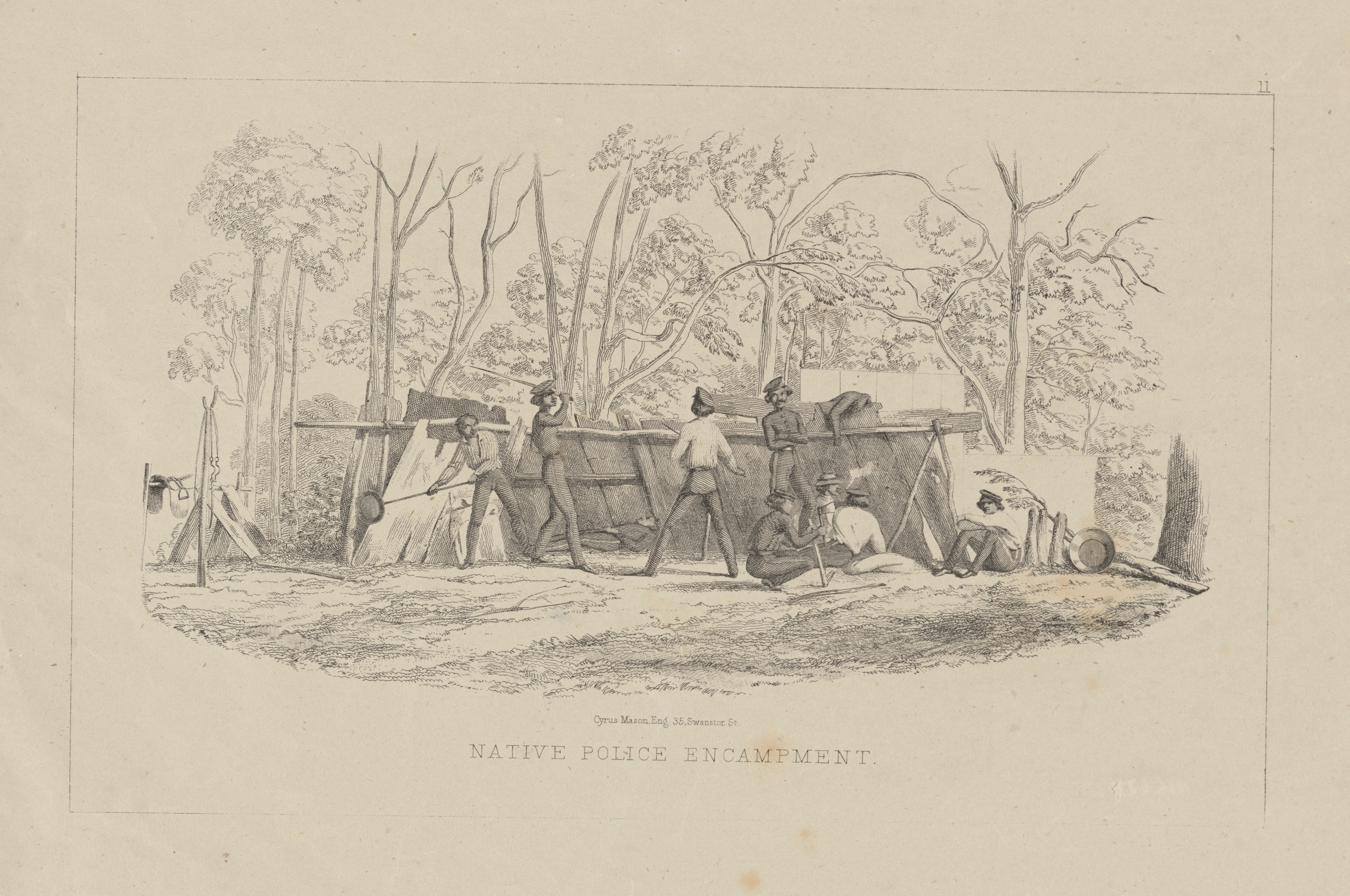 <p><em>Native Police Encampment, Ballarat, Victoria</em>, 1853, by William Strutt</p>
