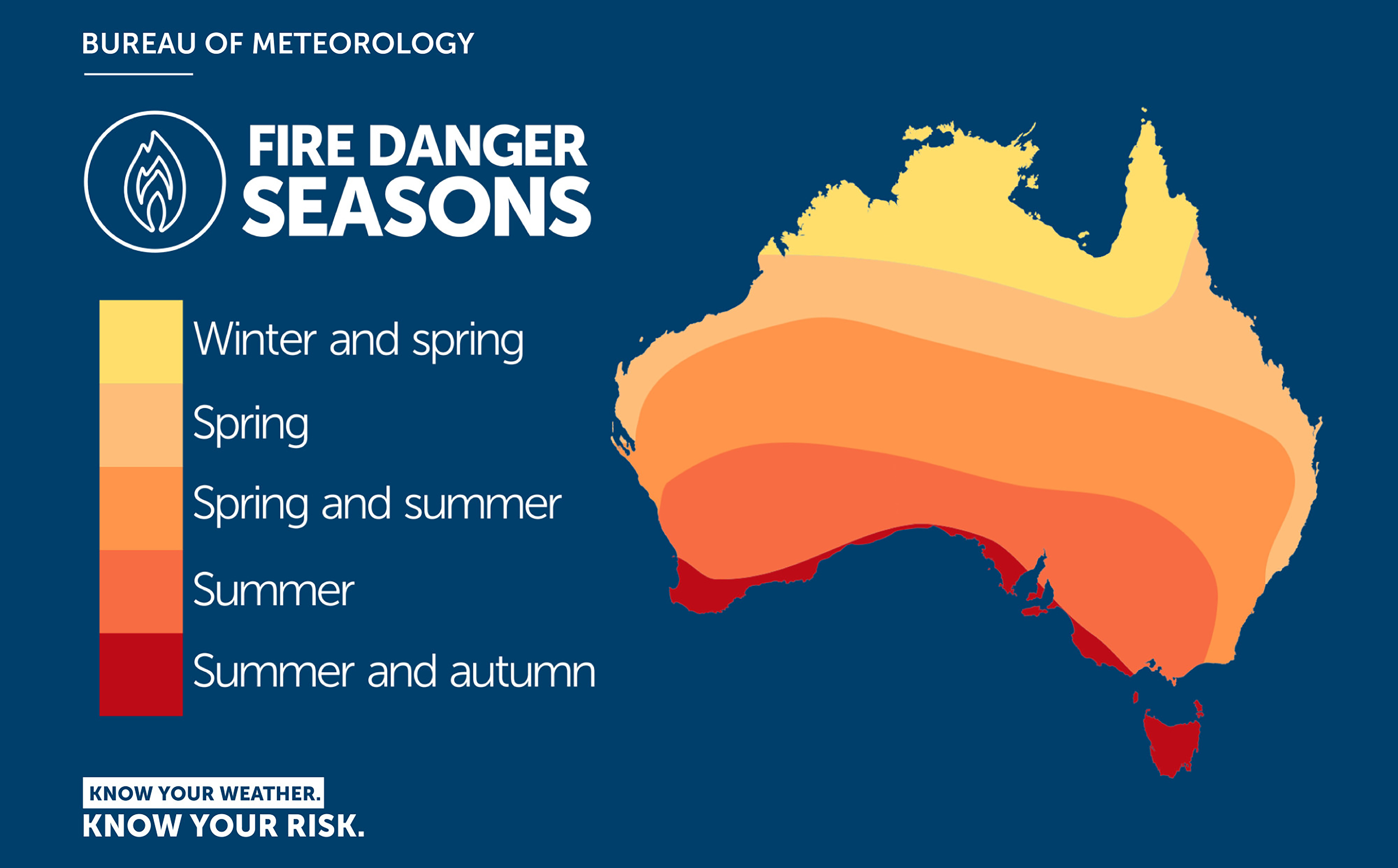 Map of fire seasons in Australia