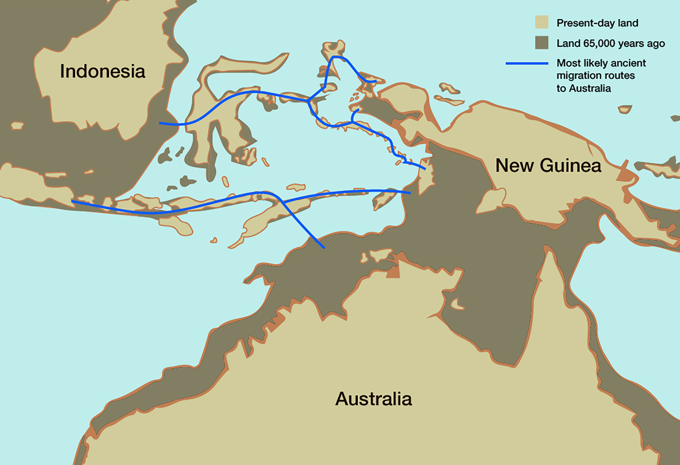 Map C: Most likely ancient migration routes to Australia