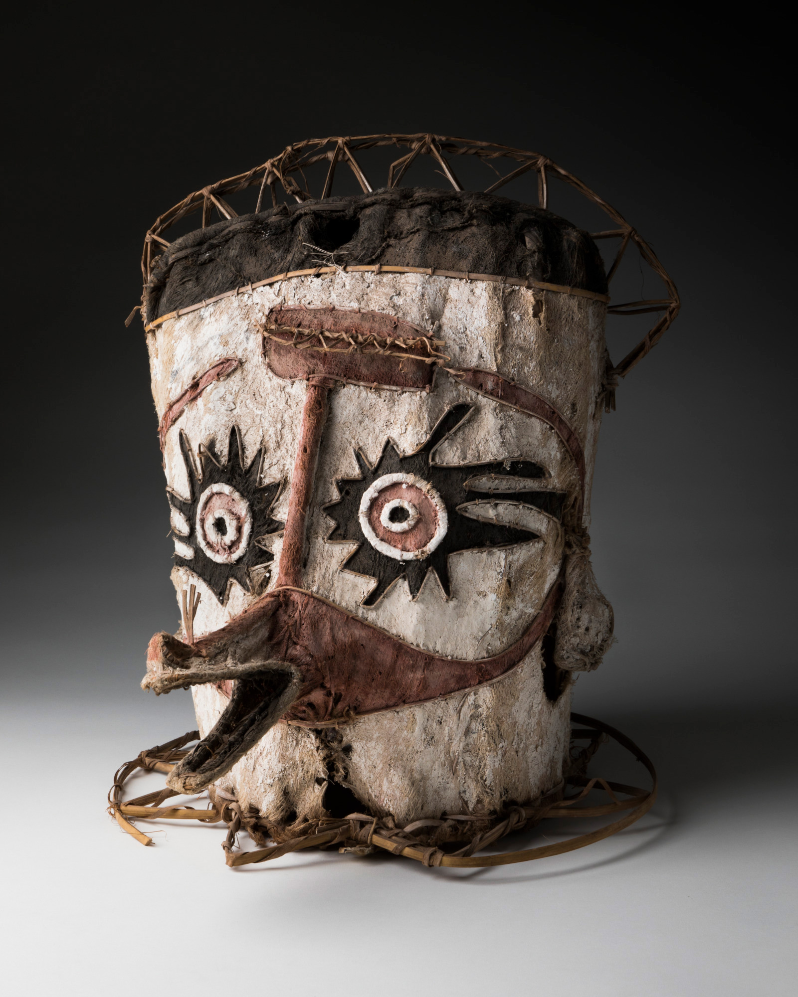 <p>Mask made of tapa cloth collected from the Gulf Province, Papua New Guinea, 1923</p>
