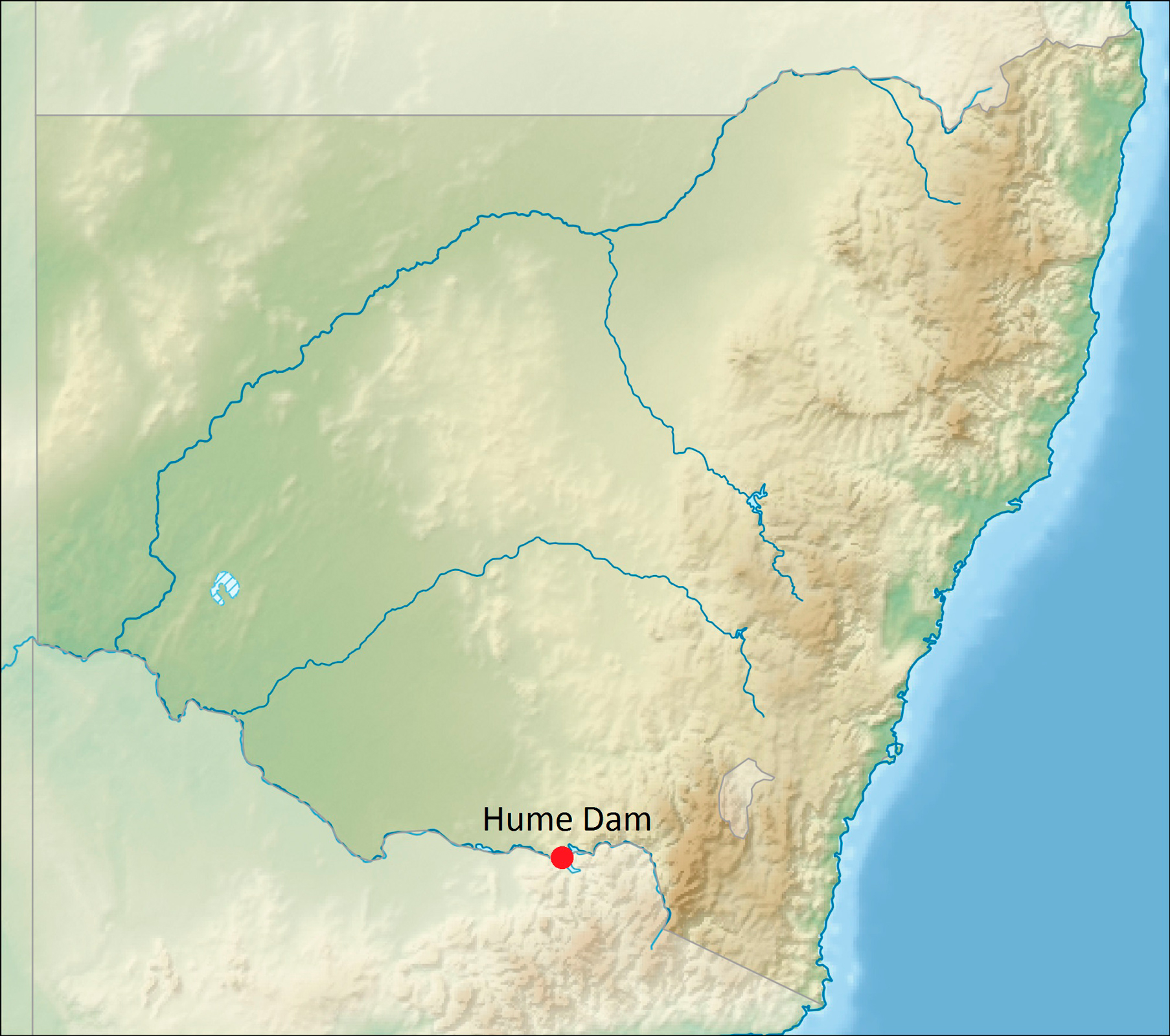Location of the Hume Dam on the Murray River