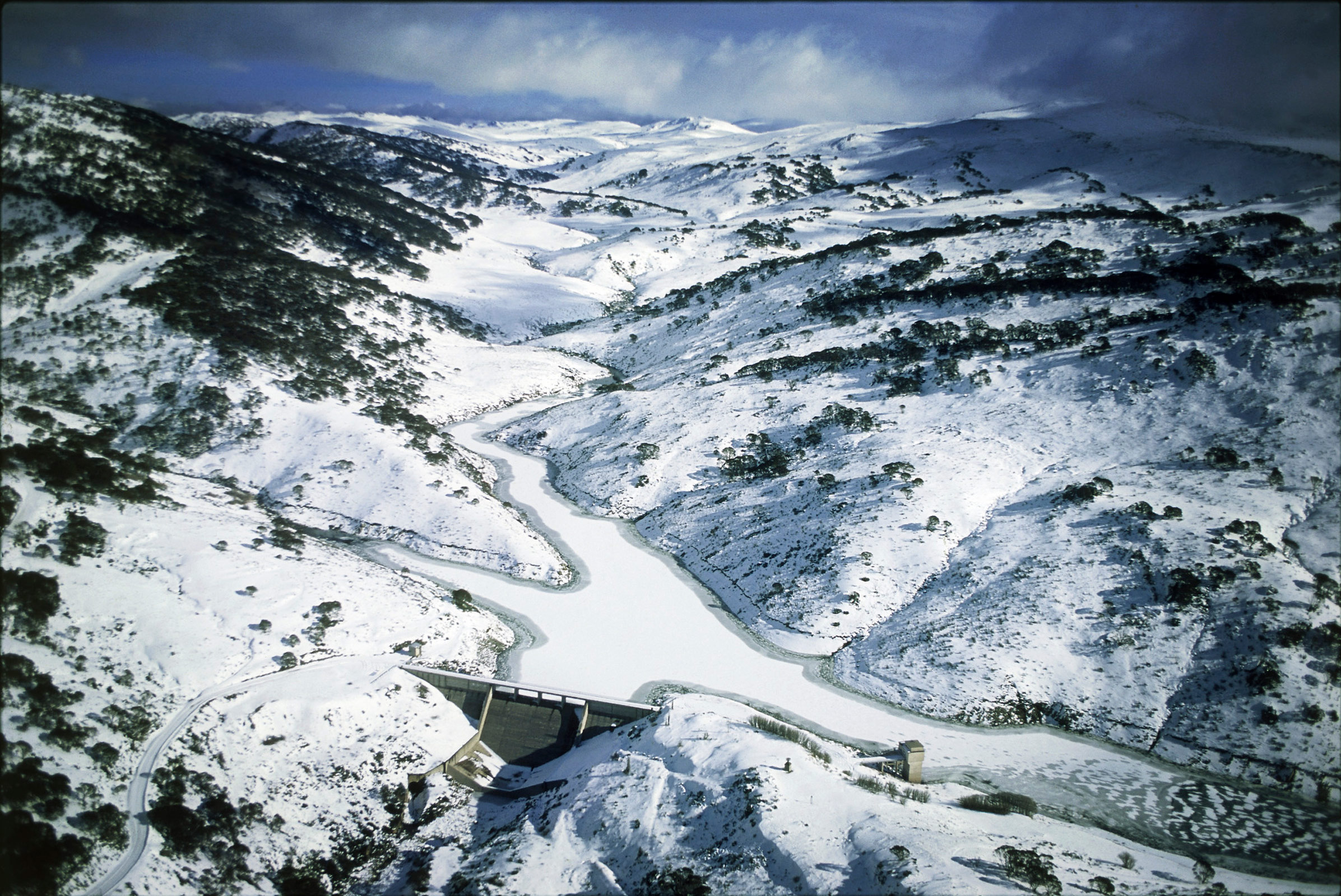 Guthega Dam on the Snowy River, in the Snowy Mountains, New South Wales
