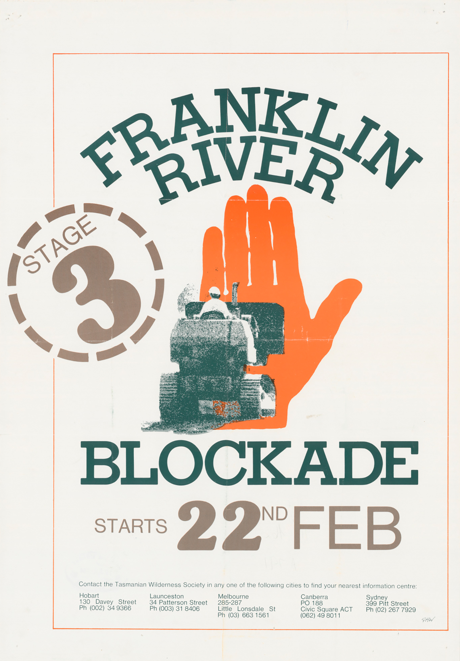 Poster advertising the Franklin River blockade 