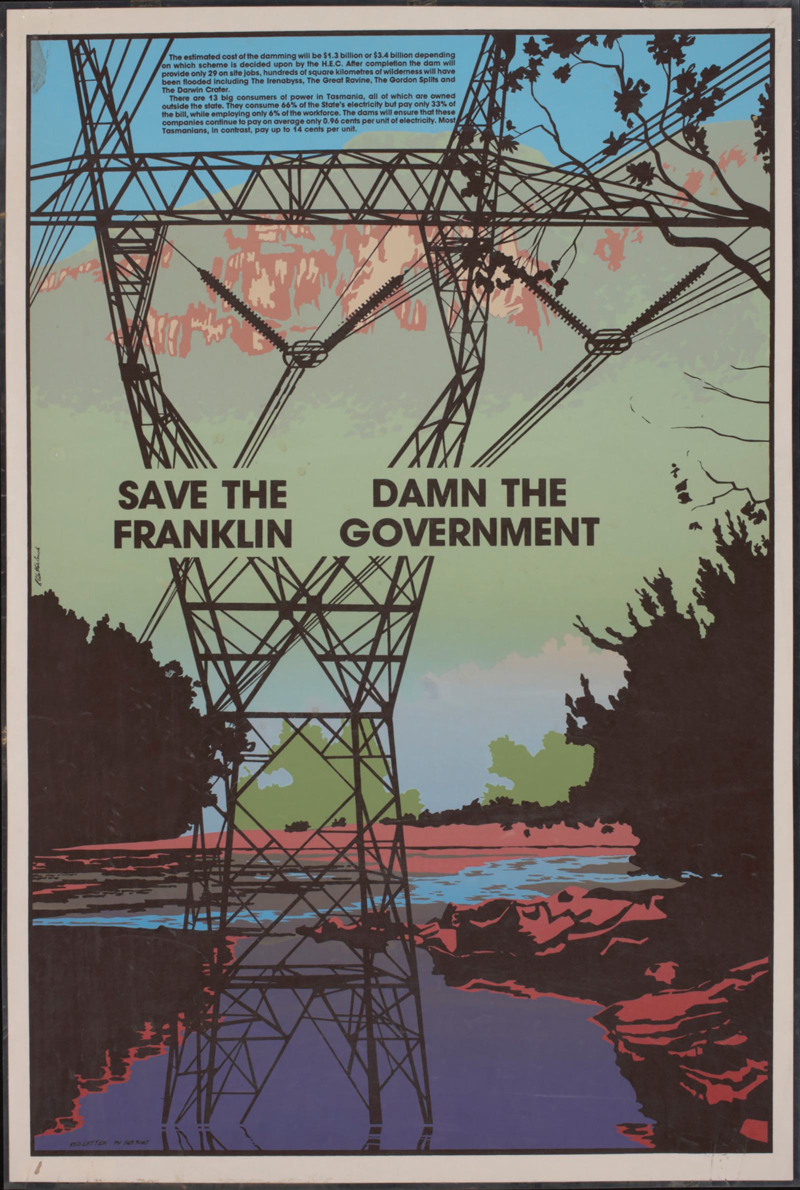 A 1982 protest poster used in the Franklin River campaign, by Bob Clutterbuck