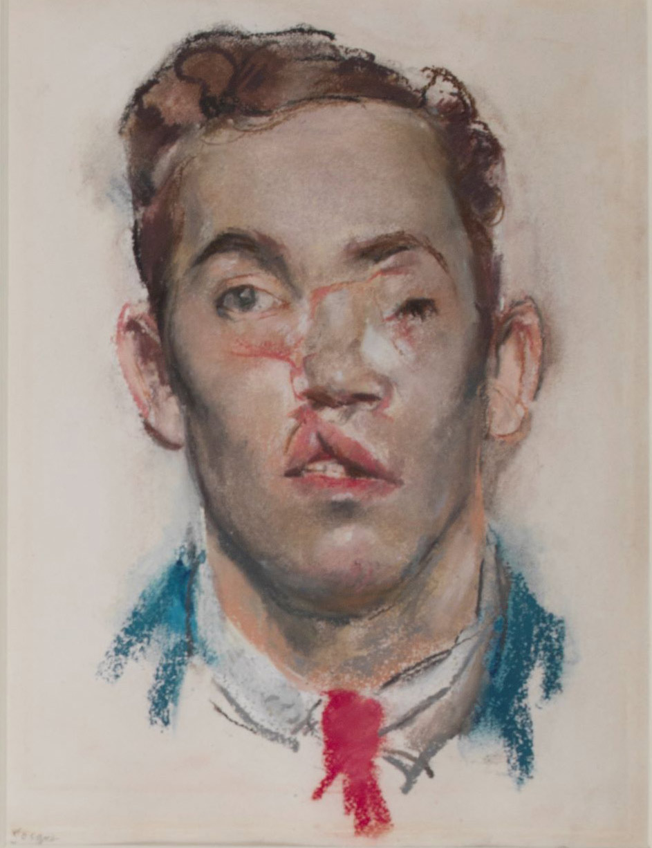 Pastel portrait of a man's face