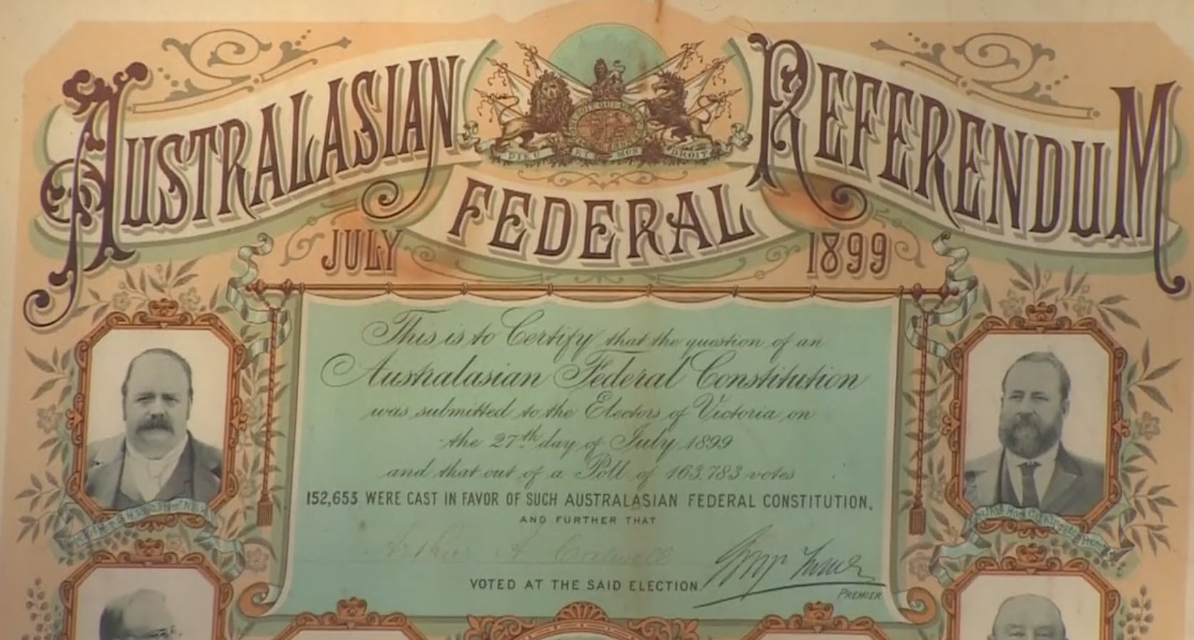 Certificate for voting at the Australasian Federal Referendum in Victoria, 1899.