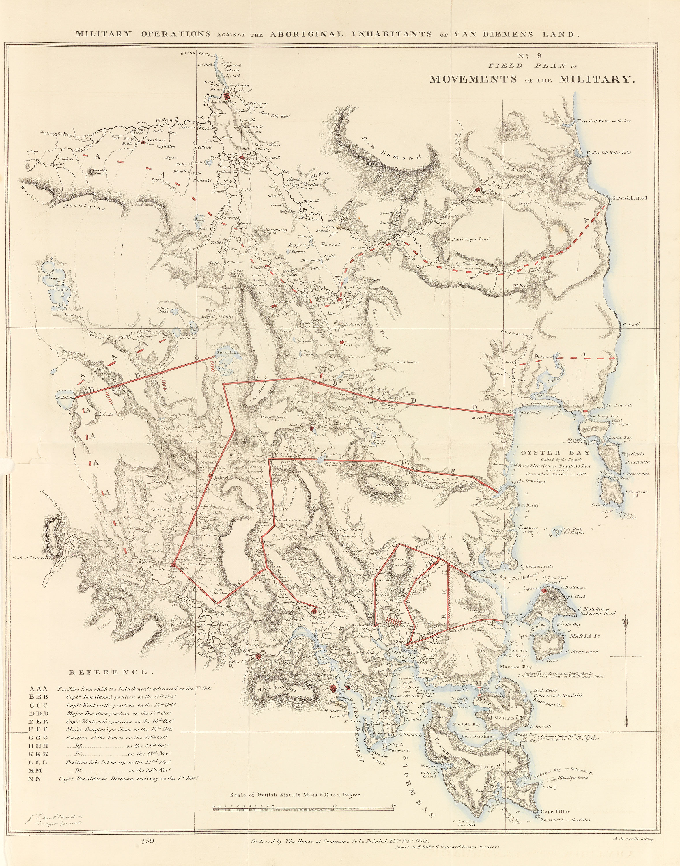 <p>Map showing movements of the Black Line, 1831</p>

<p>&nbsp;</p>

