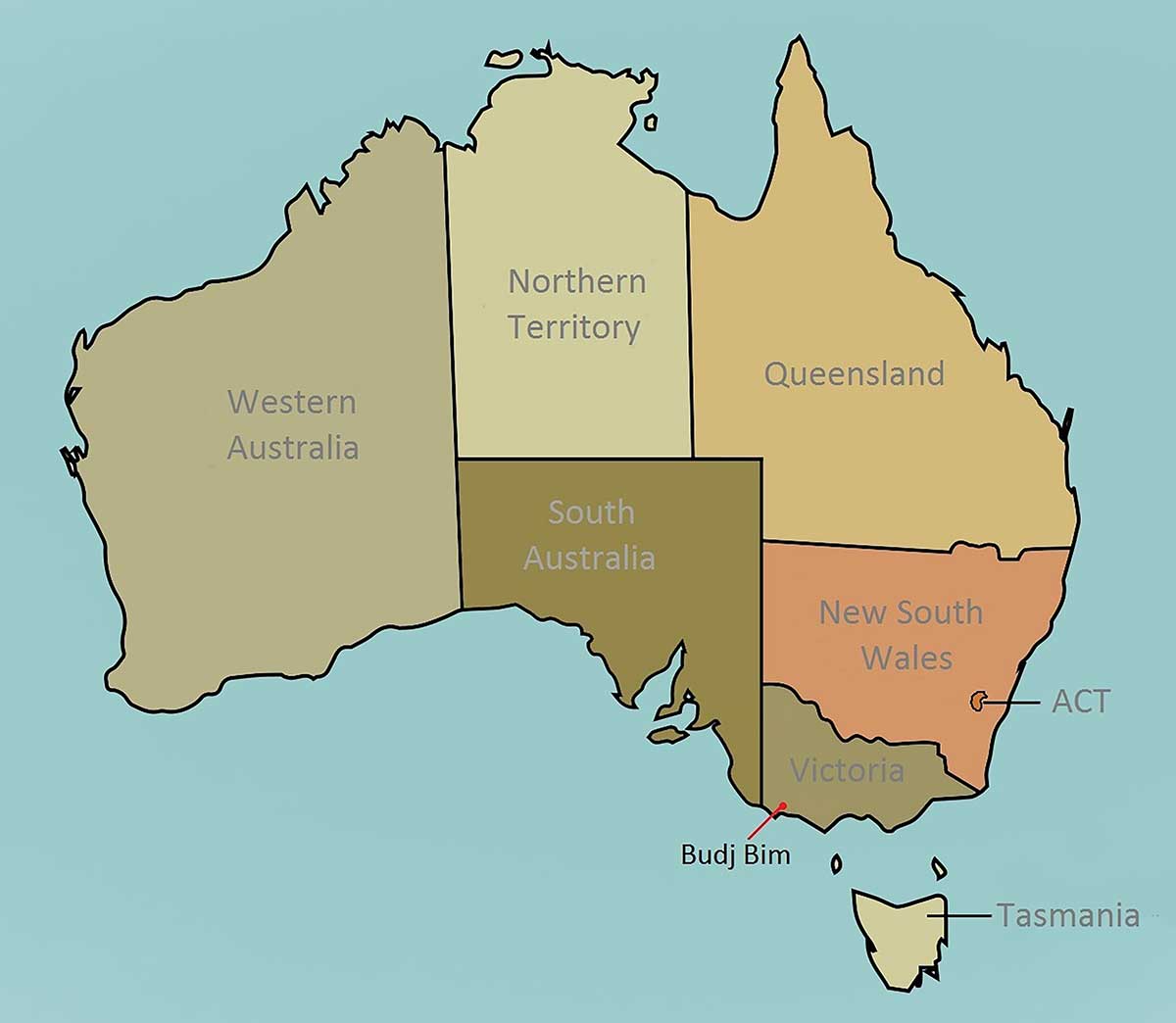 <p>Map showing location of Budj Bim</p>
