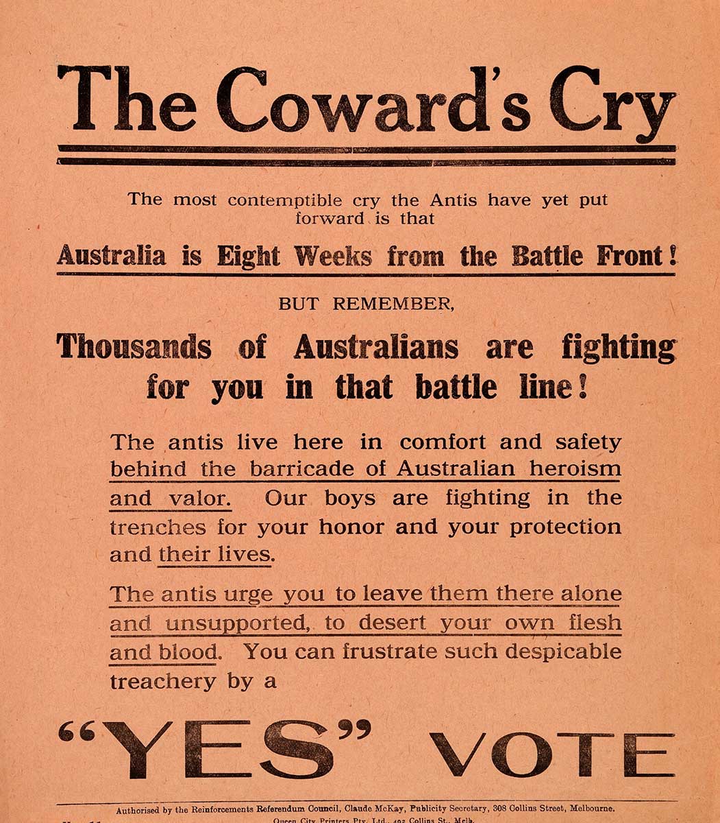 Leaflet on the Referendum titled 'The Coward's Cry'.