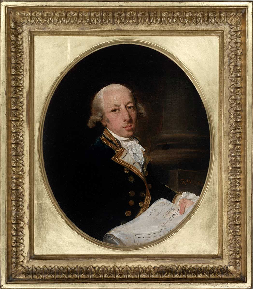 Framed portrait of Arthur Phillip.