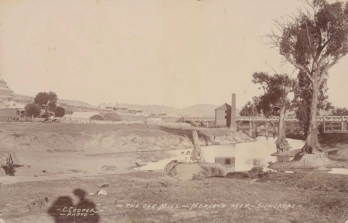 <p>Postcard showing The Old Mill, Morley's Creek, Gundagai. Postmarked 23 March 1907.</p>
