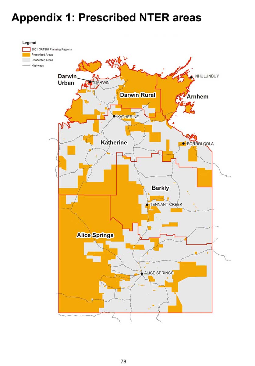 <p>Map of the Northern Territory Emergency Response</p>