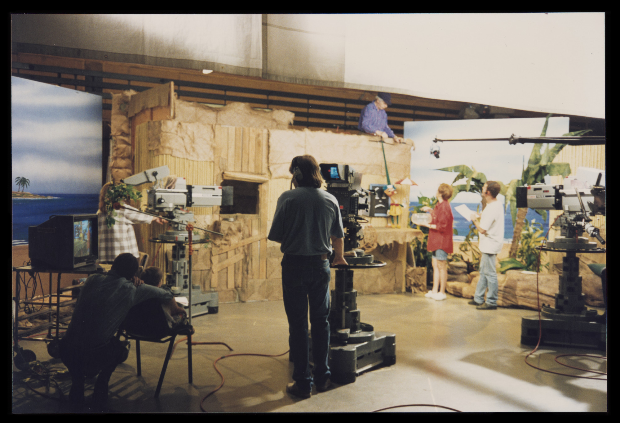 Norman, Rebecca and camera crew in a studio recording in 1995