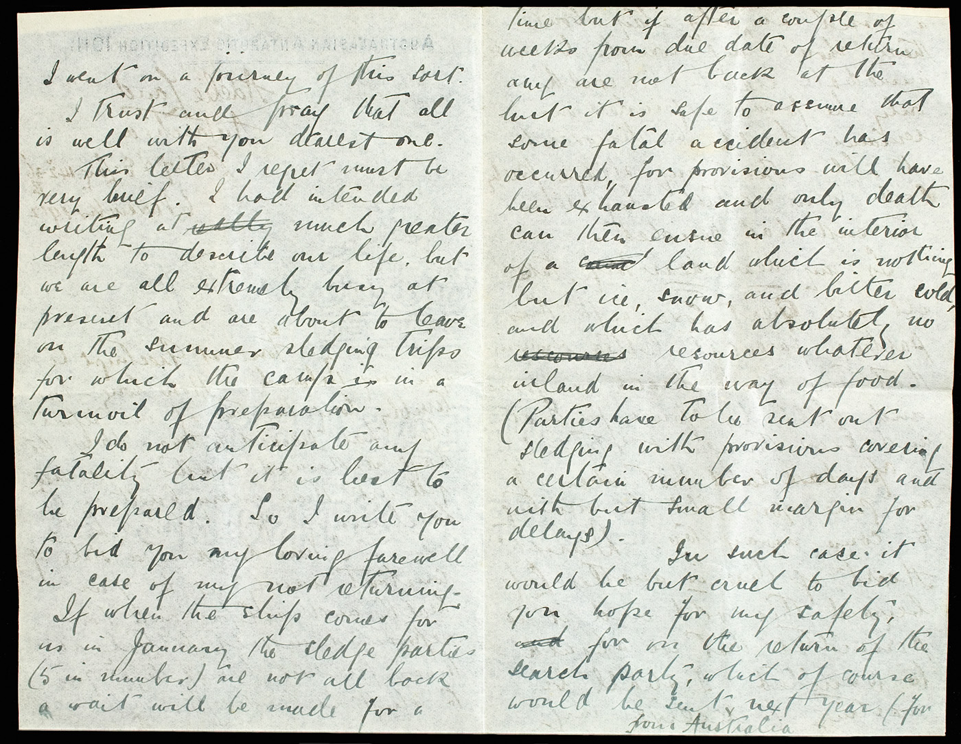 Two pages of an letter, with black handwriting.